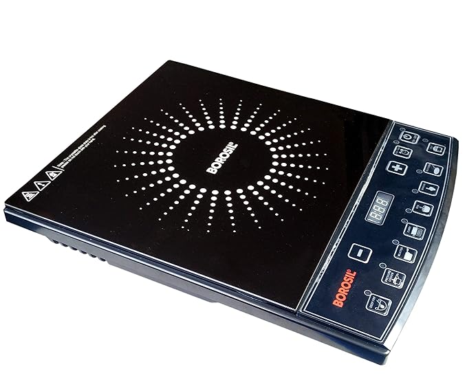Borosil Smartkook-PC11 Electric Induction Cooktop, Glass Surface, Energy Saving, Flame-free Cooking, Black, 1600W