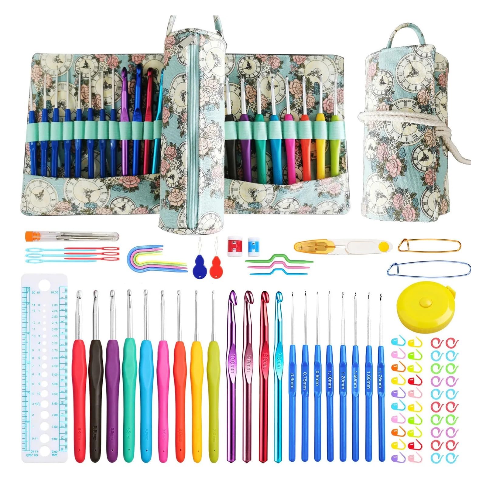 L6NqIAG Crochet Kit 9Pcs Crochet Hook Set Colourful Hooks 3-12 mm Head for Beginners Ergonomic Plastic Knitting Needles(Color 4)