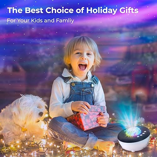 Miniatura 6 de ACACIA Proyector de galaxia con 21 efectos de luz, proyector de estrellas de luz de galaxia con ruido blanco y altavoz Bluetooth integrado,