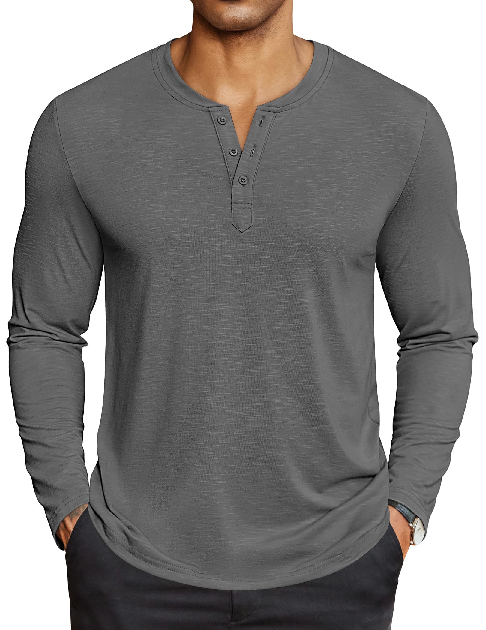COOFANDY Men's Henley Shirts Long Sleeve Lightweight Button T-Shirt Casual Basic Tee Top