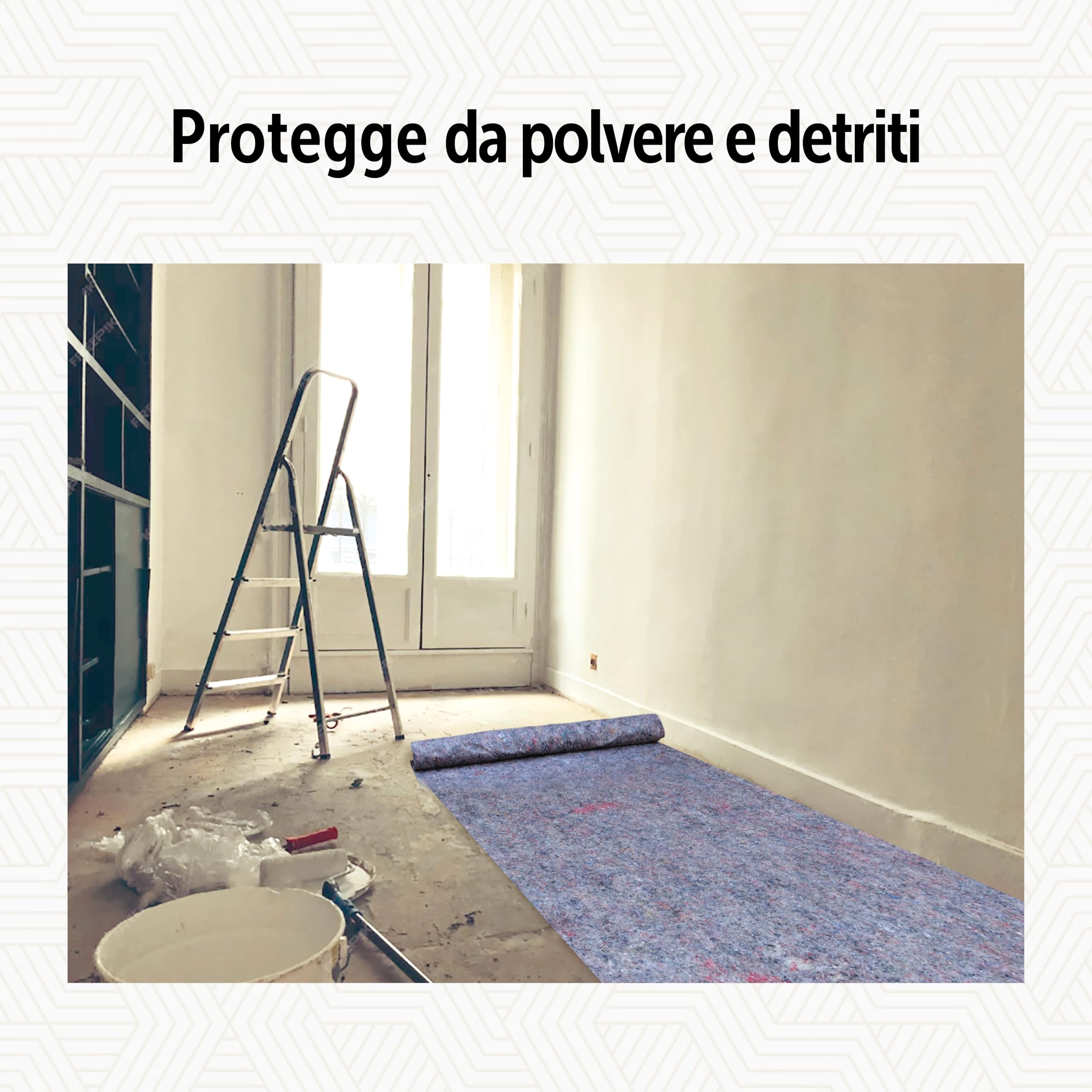 DETERMONDO Feltro Protettivo Pavimenti Multiuso Grigio Rotolo 1x10m 220 g/m2 Assorbente Antigoccia Copritutto Telo Copertura per Pittura Vernici Solventi Protezione Imbianchino 50 Metri
