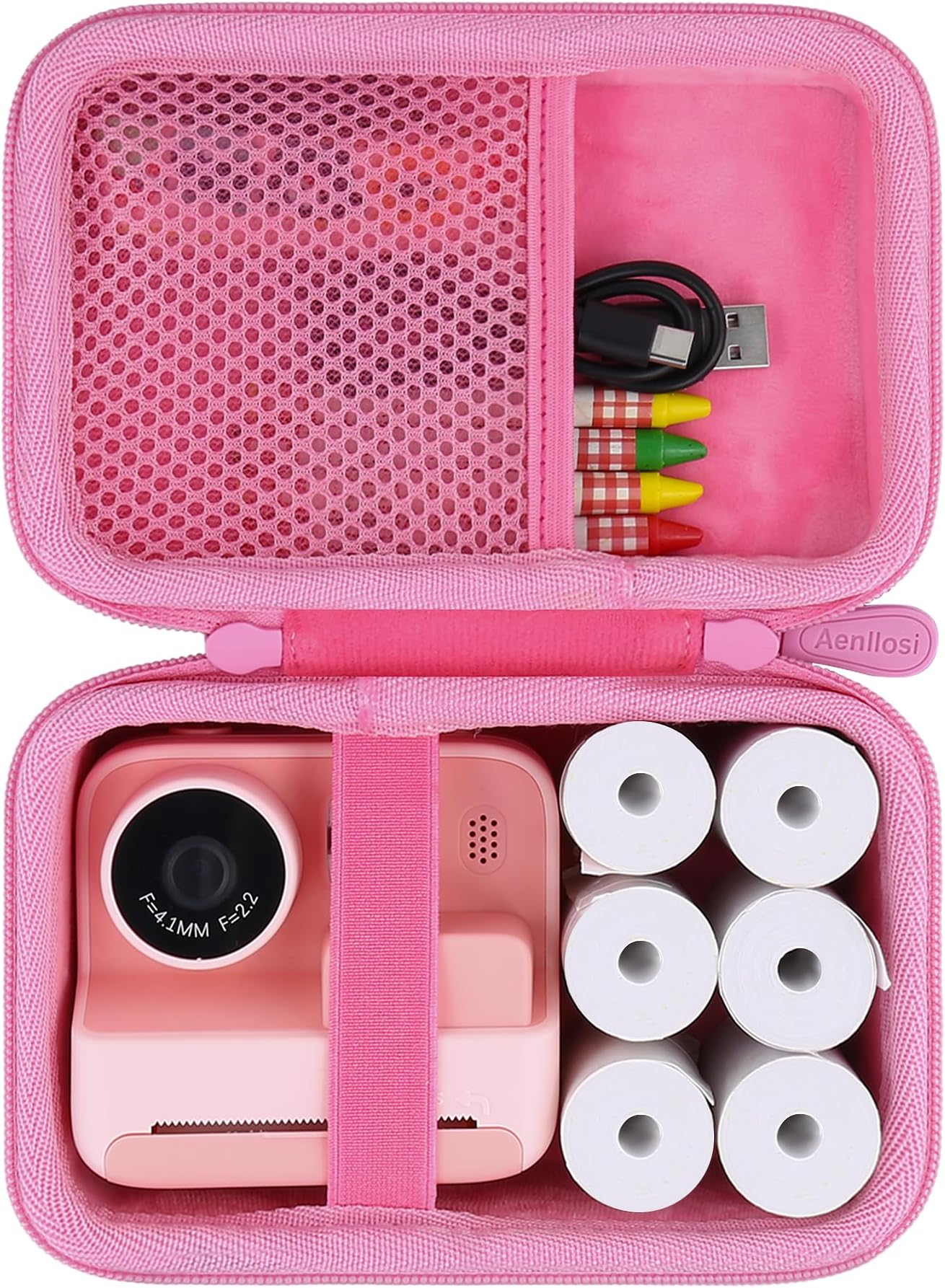 Hard Storage Case for Manttely/Nevanah/Mafiti Kids Instant Print Camera, Childs Camera Photo Paper 6 Roll & Color Pen Organizer Box, Pink (Case Only)