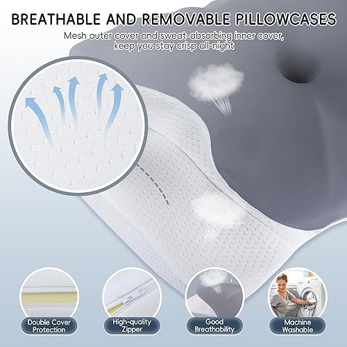 Miniatura 6 de Almohada cervical para el cuello, almohada ergonómica para dormir de lado para aliviar el dolor, almohada refrescante para dormir, cuello y hombro,