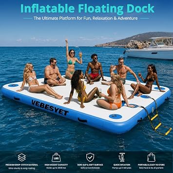 Inflatable Floating Dock Platform with Soft Ladder
