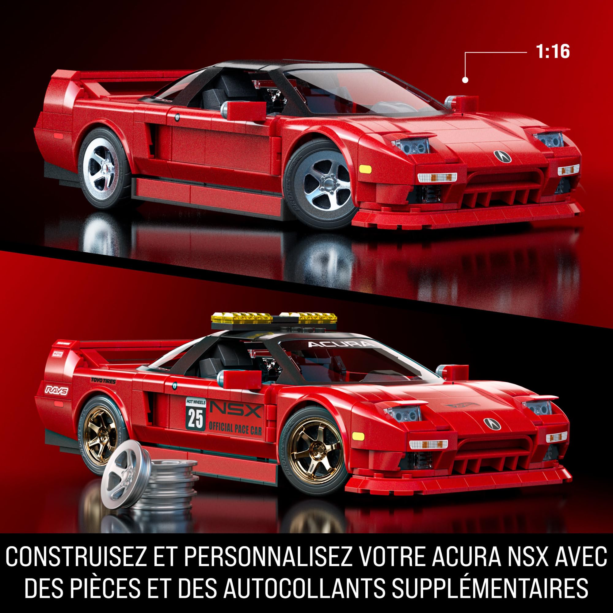 Mattel Brick Shop Hot Wheels Coffret de Construction NSX Acura des Années 90 Mattel Brick Shop de la série Elite, avec 876 pièces, collectionneurs adultes et enfants à partir de 10 ans, JFT17