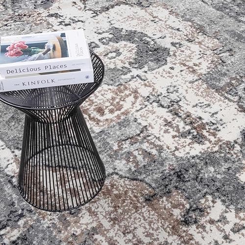 Miniatura 8 de Hauteloom Hartshone - Alfombra marroquí bohemia tradicional actualizada de 8 pies 10 pulgadas x 12 pies, color carbón, marrón oscuro, camello, gris