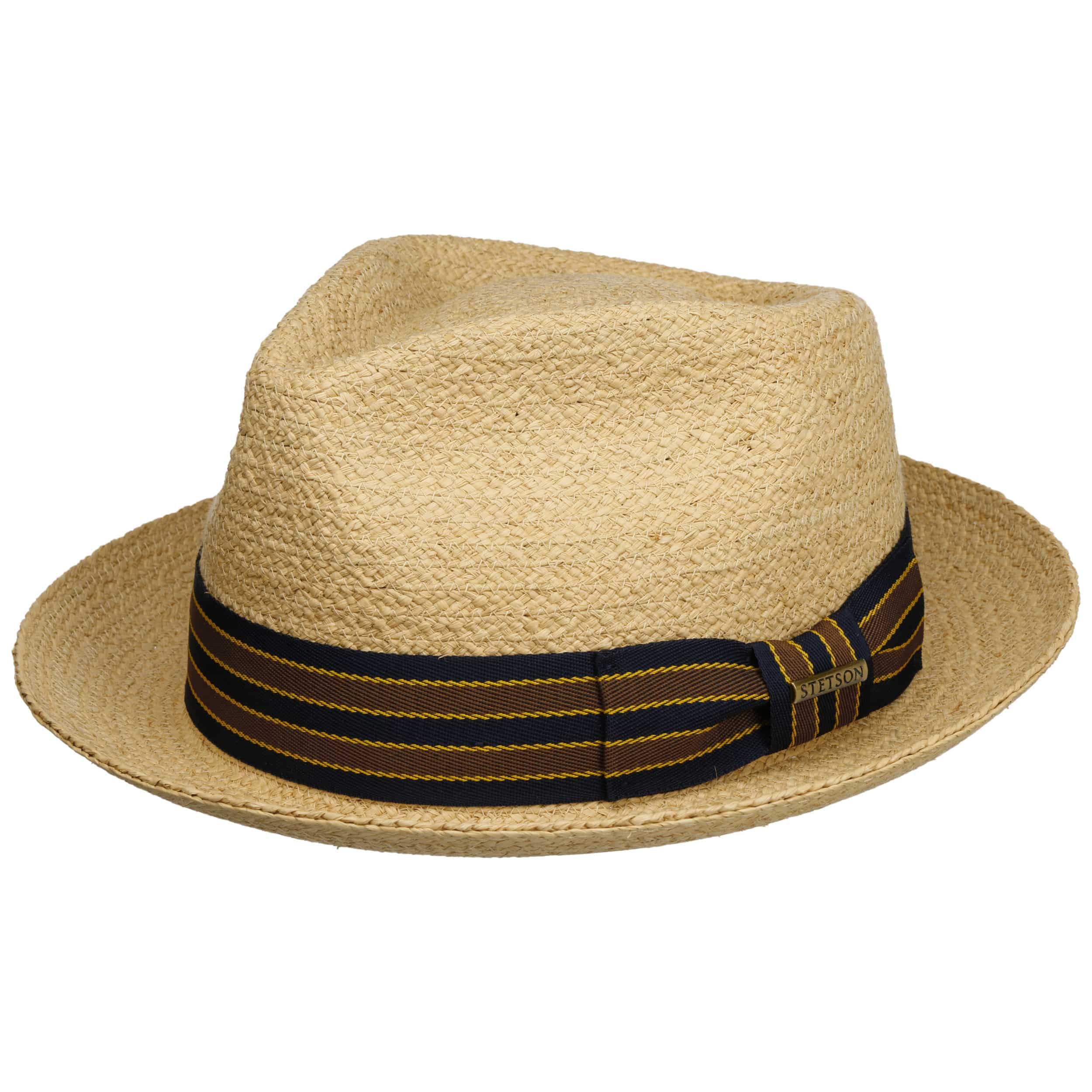 Stetson Yescott Player Raffiahut Naturfarbener Pork Pie Retro UV-Schutz 40 Garniturband