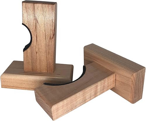 Miniatura 6 de Soporte de pared para bate de béisbol, hecho a mano en Estados Unidos, arce macizo con forro de fieltro y tornillos ocultos, colgador horizontal