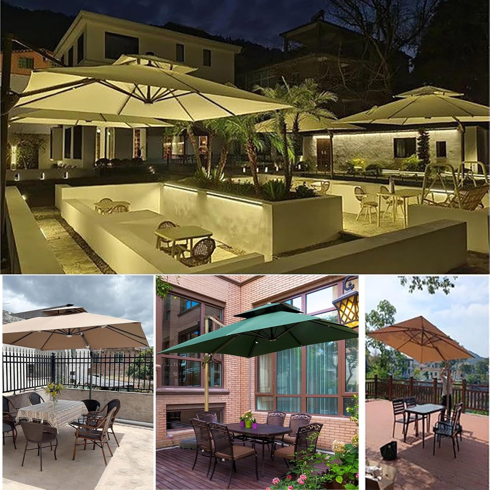 Baldacchino Di Ricambio 8 Stecche Telo Di Ricambio Per Ombrellone A 2 Livelli Da Patio Quadrato 3x3m 2.5x2.5M, Copertura Per Ombrellone Da Tavolo Impermeabile E Resistente Per Esterni(Dark-Green,2.5x2