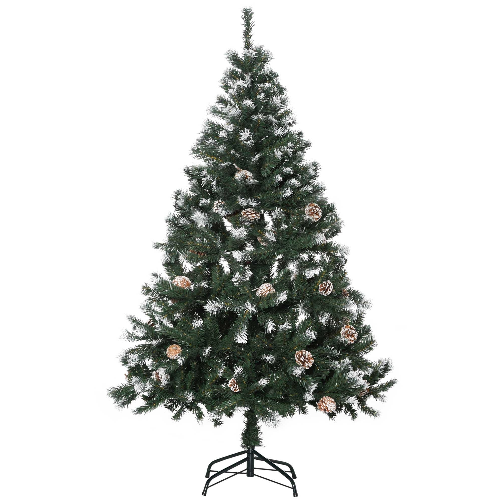 HOMCOM 5FT Artificial Christmas Tree with Pine Cones Automatic Open Green — image 1