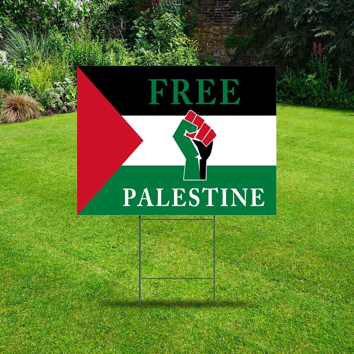 Free Palestine Lawn Signs with Stakes 18x24 Inch State Flag Travel Customized Yard Signs with Stakes for Engagement House Lawn Decoration Props