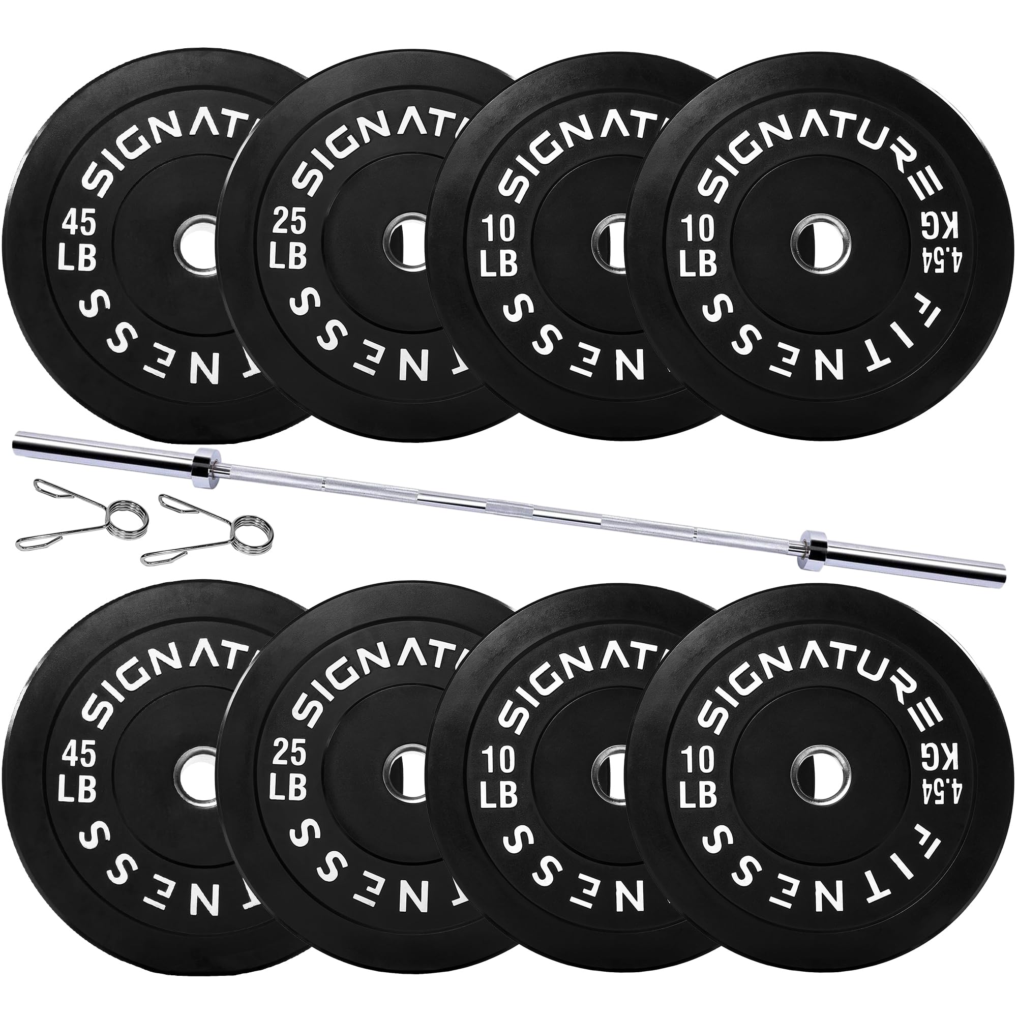 Fitvids 2-Inch Olympic Rubber Weight Plates Sets, Bumper Plates Set with Barbell for Strength Training, 180-390 Lbs Multiple Options - (7 boxes and 1 tube) - (Good condition because bar is missing the locking nut, will need replaced before set can be used) 