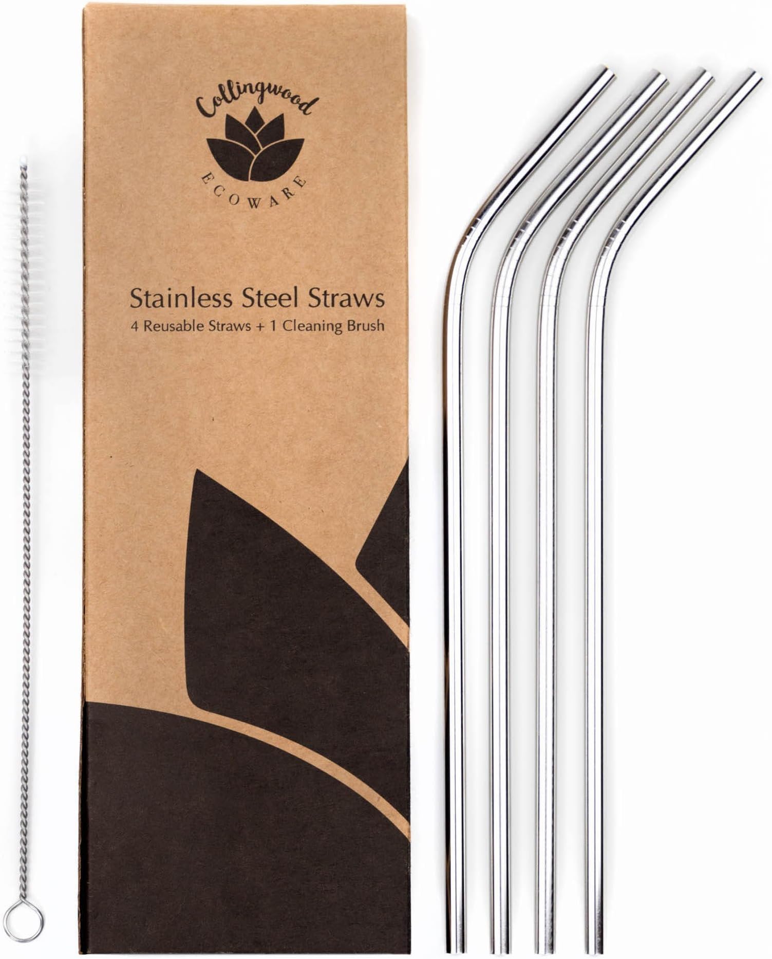 Long Reusable Stainless Steel Straws - Free Cleaning Brush + E-Book! Fits 30 oz Tumbler & 20oz Tumblers | Eco Friendly Drinking Straws! 4 Metal Straws For Yeti Ozark RTIC, Perfect Yeti Straws