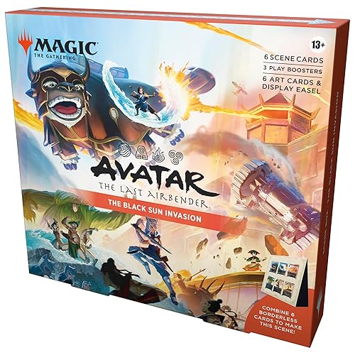 Magic: The Gathering | Avatar: The Last Airbender Scene Box 1 - The Black Sun Invasion | 6 Foil Borderless Scene Cards, 6 Art Cards, 3 Play Boosters + Display Easel