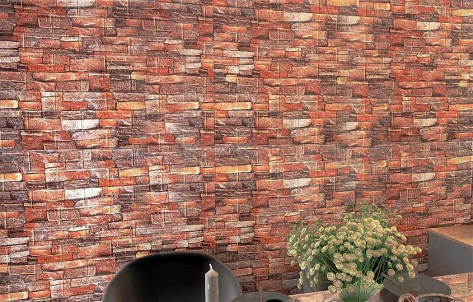 Papel Pintado pared ladrillo, Paneles decorativos 3d autoadhesivo 10 piezas, Grueso Impermeable DIY Pegatina de Pared Espuma 3D,para Salón Dormitorio Fondo de Pared Decoración Arte (Rojo)