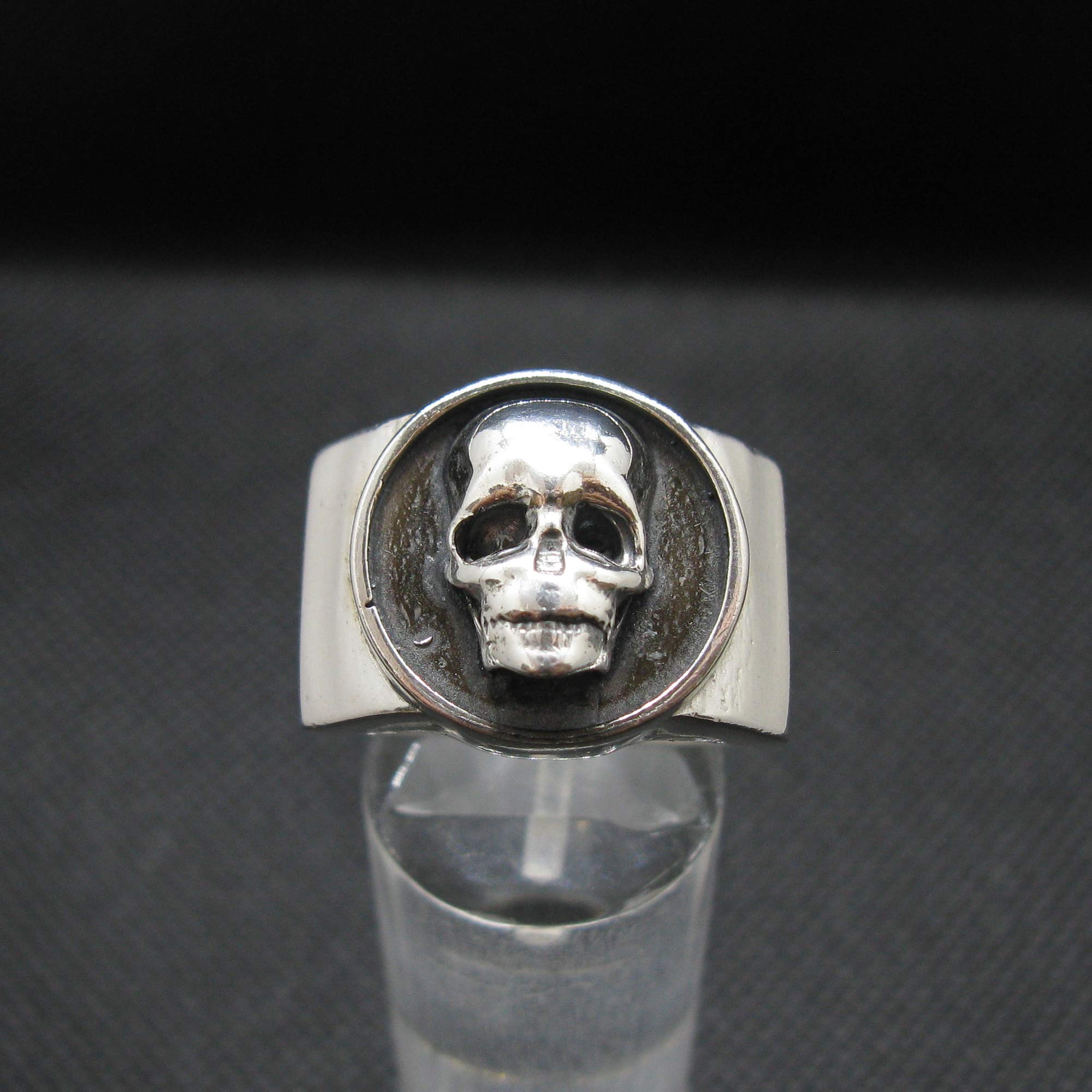 Anillo de plata esterlina para hombre con calavera maciza con sello de plata 925 R002019