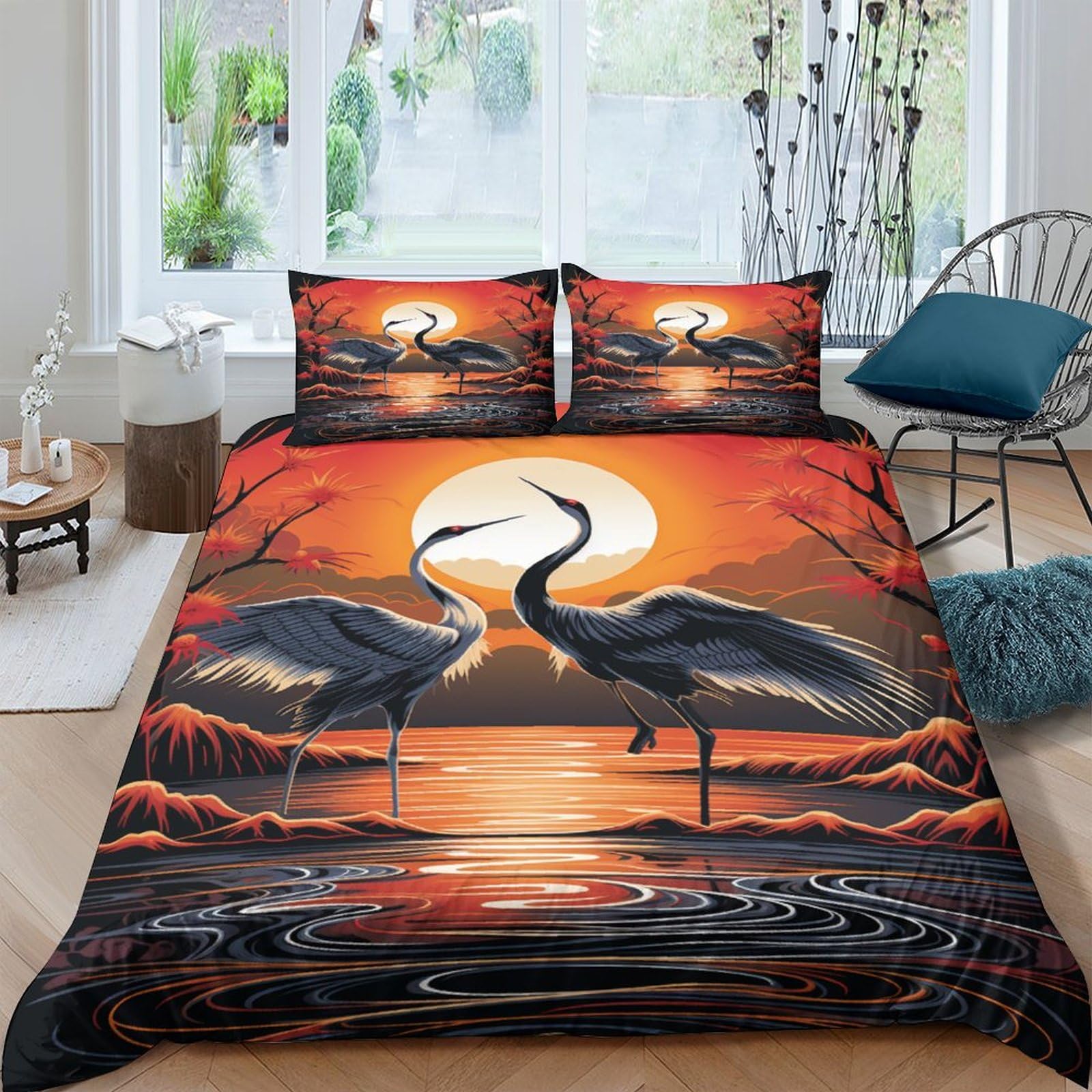 Copripiumino 3D de estética china con dos fundas de almohada de microfibra suave