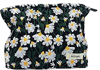 Vista 16 de Bolsa de maquillaje para mujeres, bolsa de cosméticos de pana con diseño estético, bolsa de mano para damas, estuche para lápices para niñas, lindo