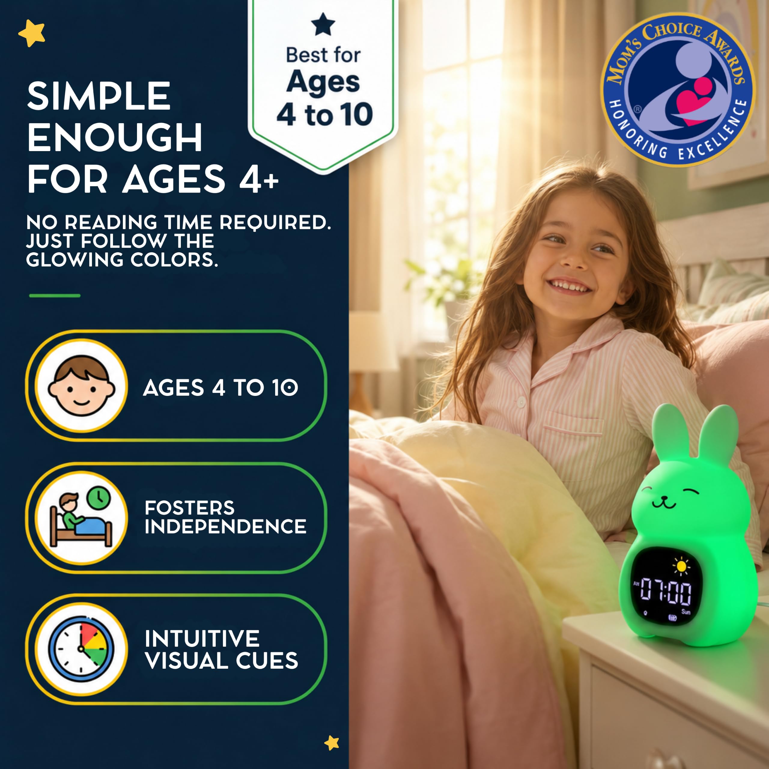 Reloj despertador para niños con control de aplicación