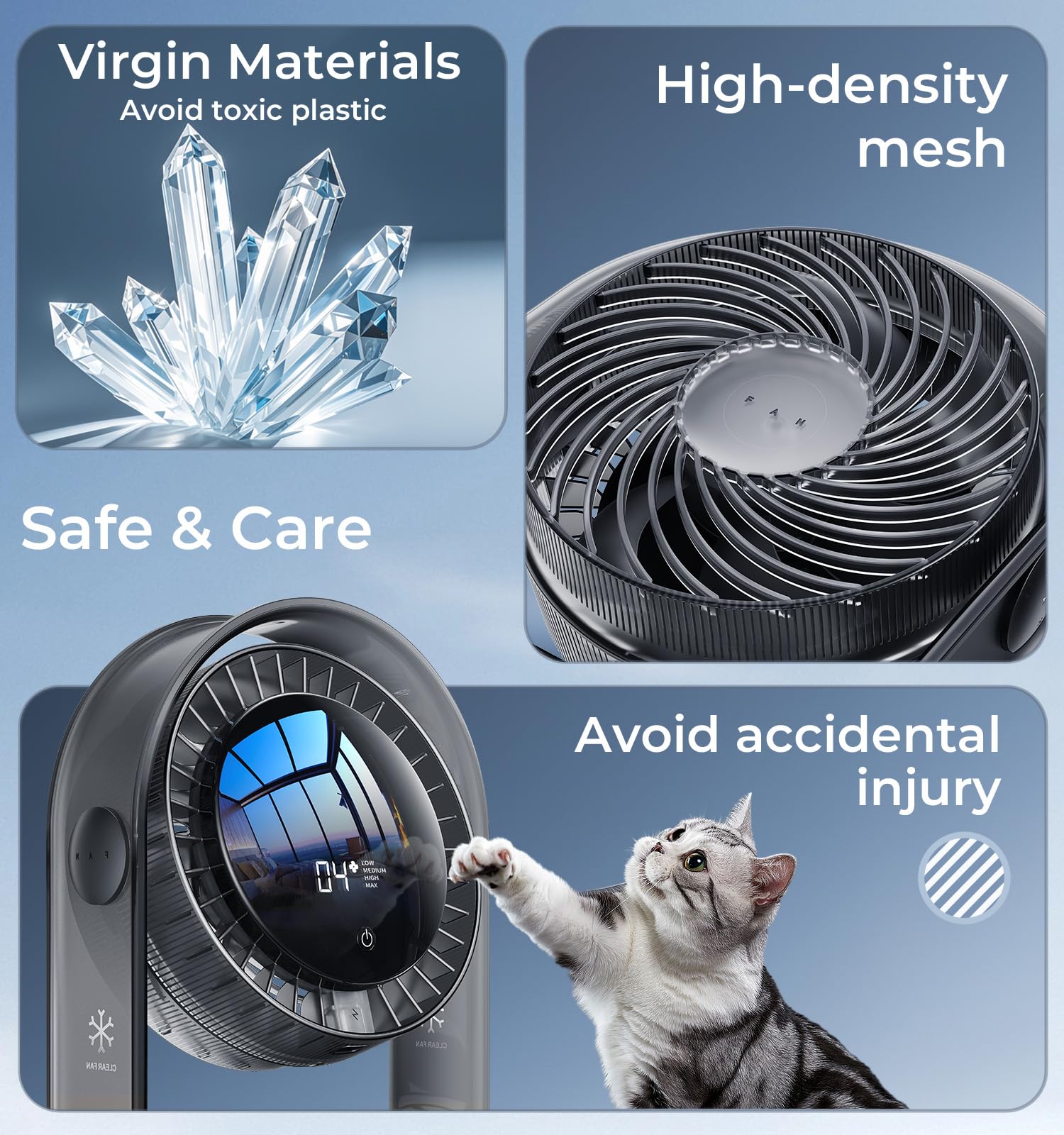 Ventilador de escritorio 2025, mini ventilador de circulación de aire silencioso para dormitorio, ventilador USB portátil con pantalla inteligente, flujo de aire fuerte de 4 velocidades, inclinación 9