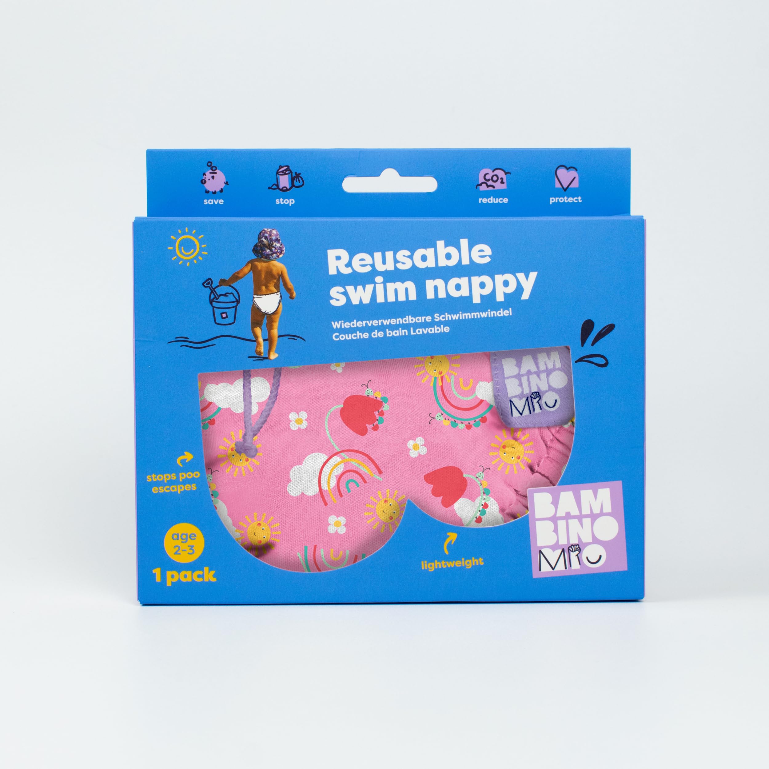 Bambino Mio, Couche de bain Lavable (2 à 3 ans - BONHEUR EN CIEL) pour Bébés et tout-petits, unisexe, pour Garçons et Filles