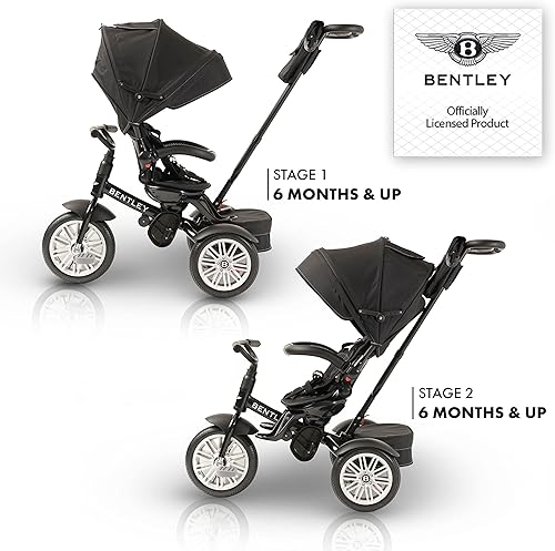 Miniatura 8 de Bentley Trike - Bicicleta todo terreno para niños pequeños 6 en 1, edición limitada Mulliner Gold, con licencia oficial y diseñada por Bentley