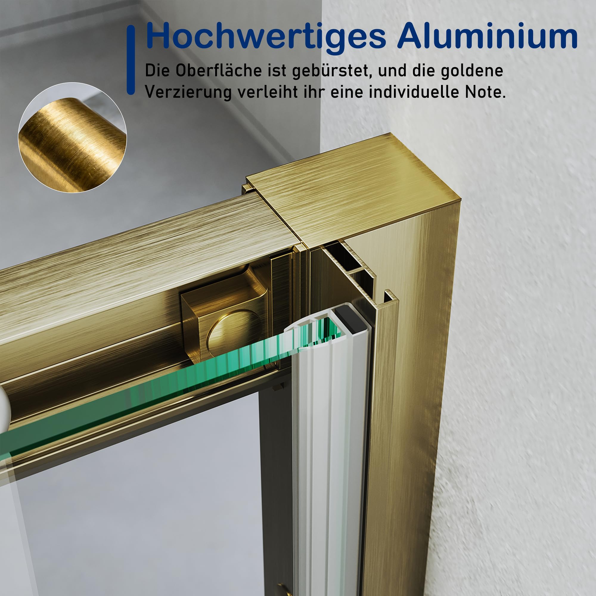 Porta scorrevole 110 x 185 cm, porta doccia in vetro di sicurezza da 5 mm, vetro trasparente (ESG) doccia con manico a forma di H, porta doccia per piccoli bagni