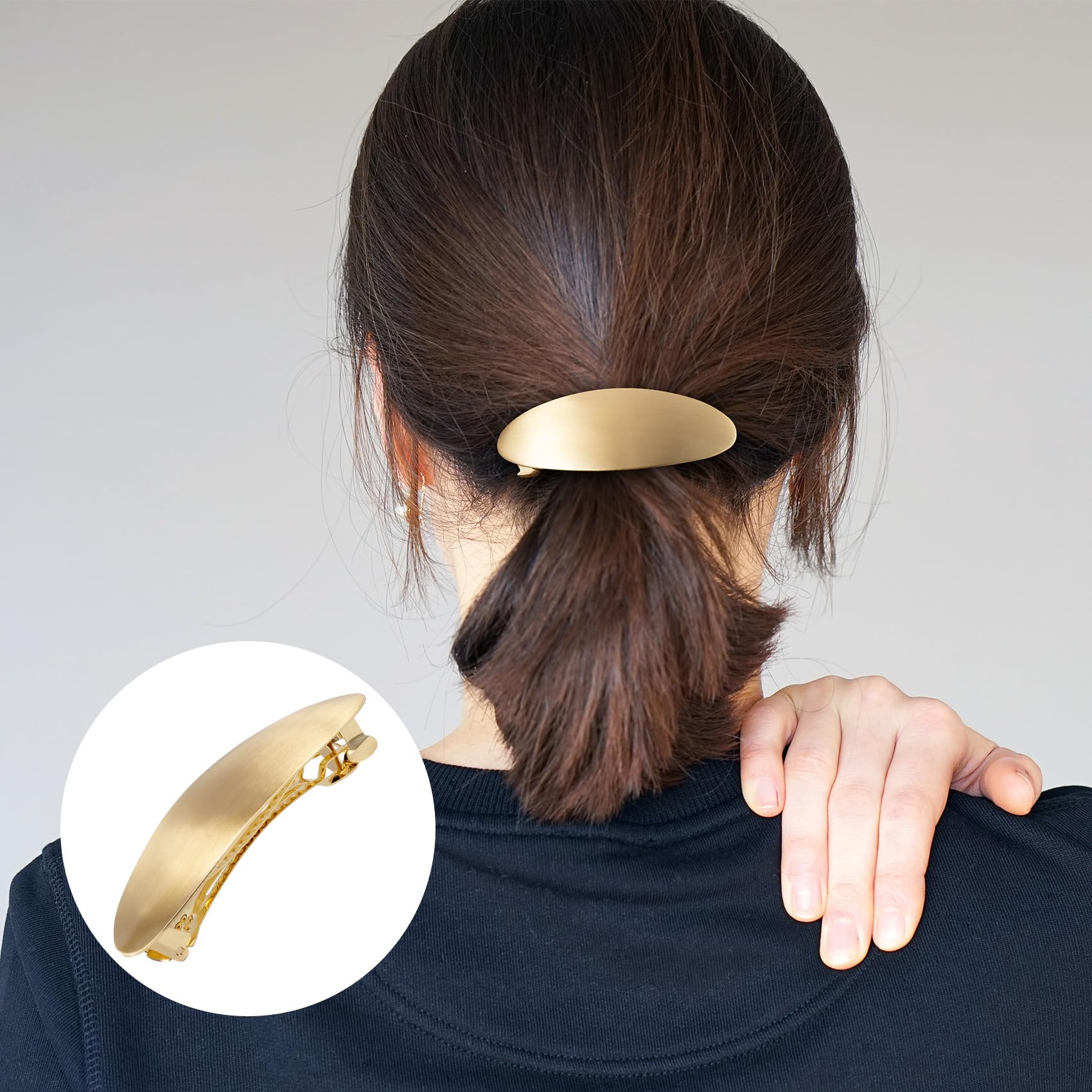 Amazon.com : CustomyLife 2pcs French Metal Oval Hair  display picture 1