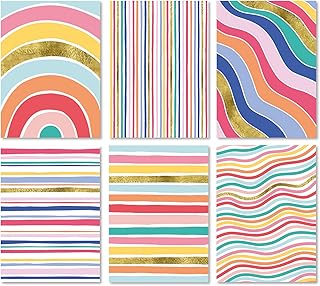 Blank Cards with Envelopes - 24 Striped Gold Foil Blank Note Cards with Envelopes – 6 Assorted Cards for All Occasions! Blank Notecards Stationary Set for Personalized Greeting Cards-4x5.5"