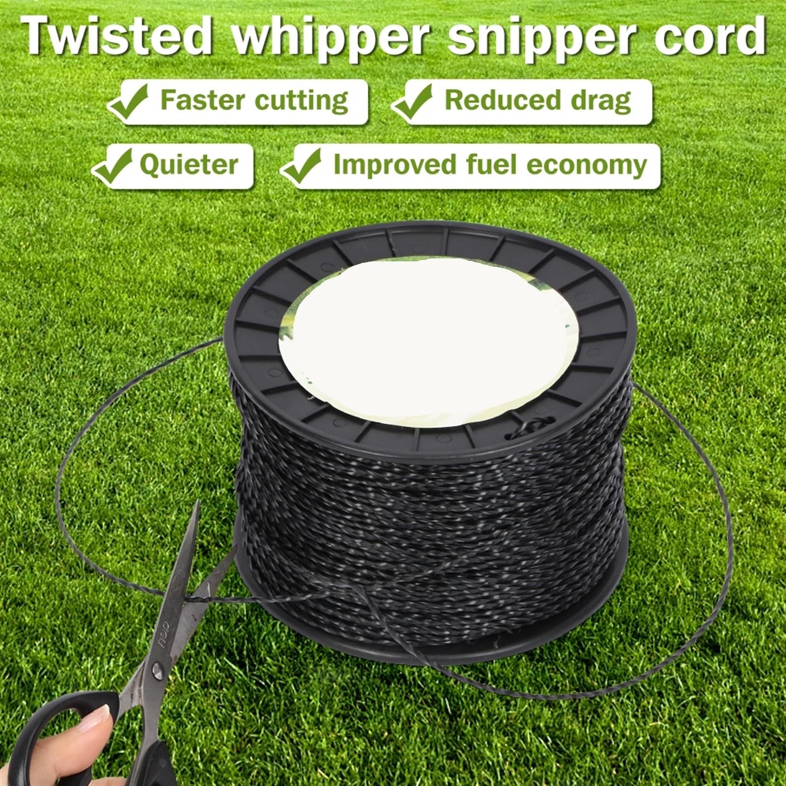 Schwarzer Trimmerfaden, Spiraldrehschnur, 2,7 mm x 264 m, Whipper Snipper Cord
