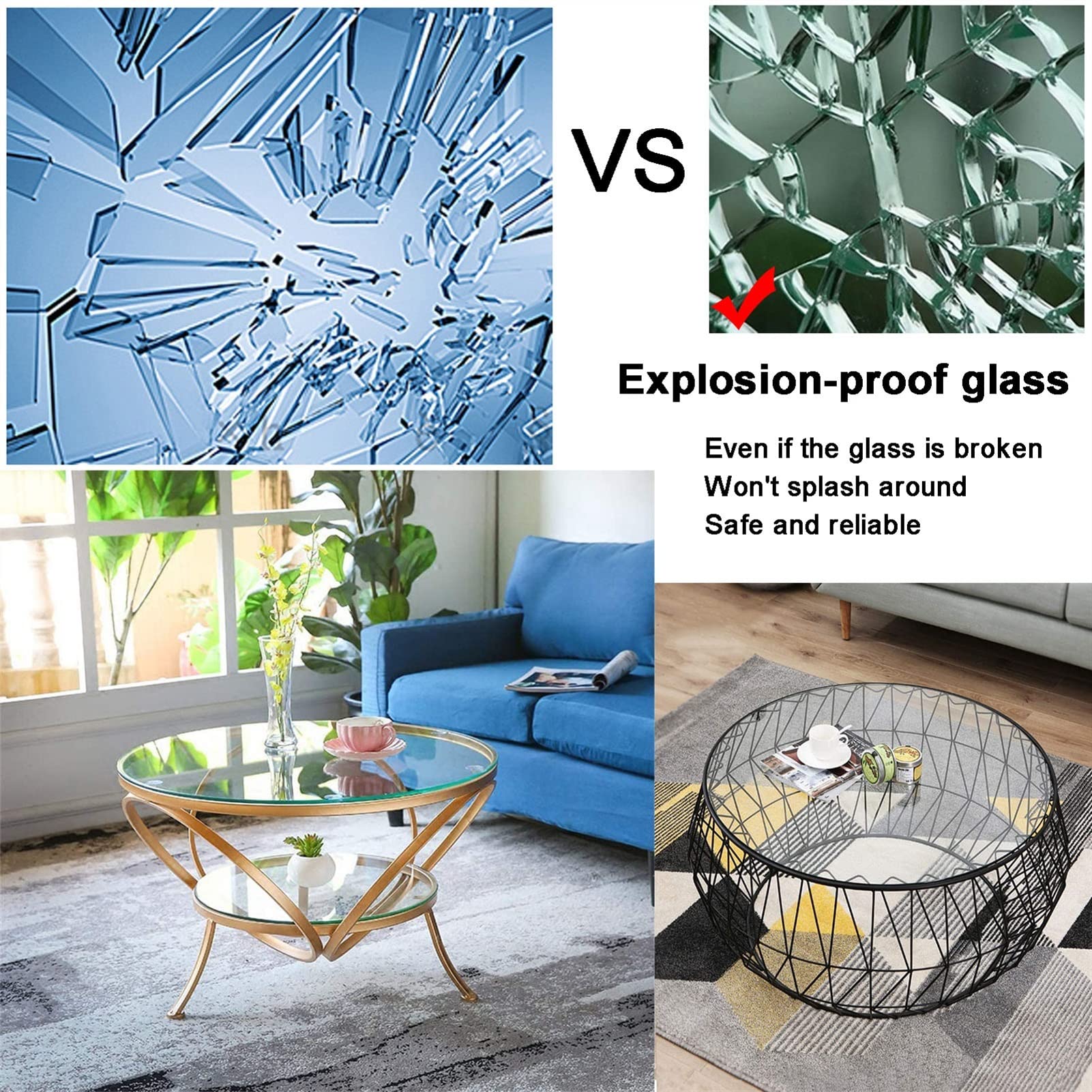 Runde Tischplatte Aus Gehärtetem Glas, 152 Cm Durchmesser, 0,6 Cm Stark – Transparent, Bruchsicher, Für Innen & Außen