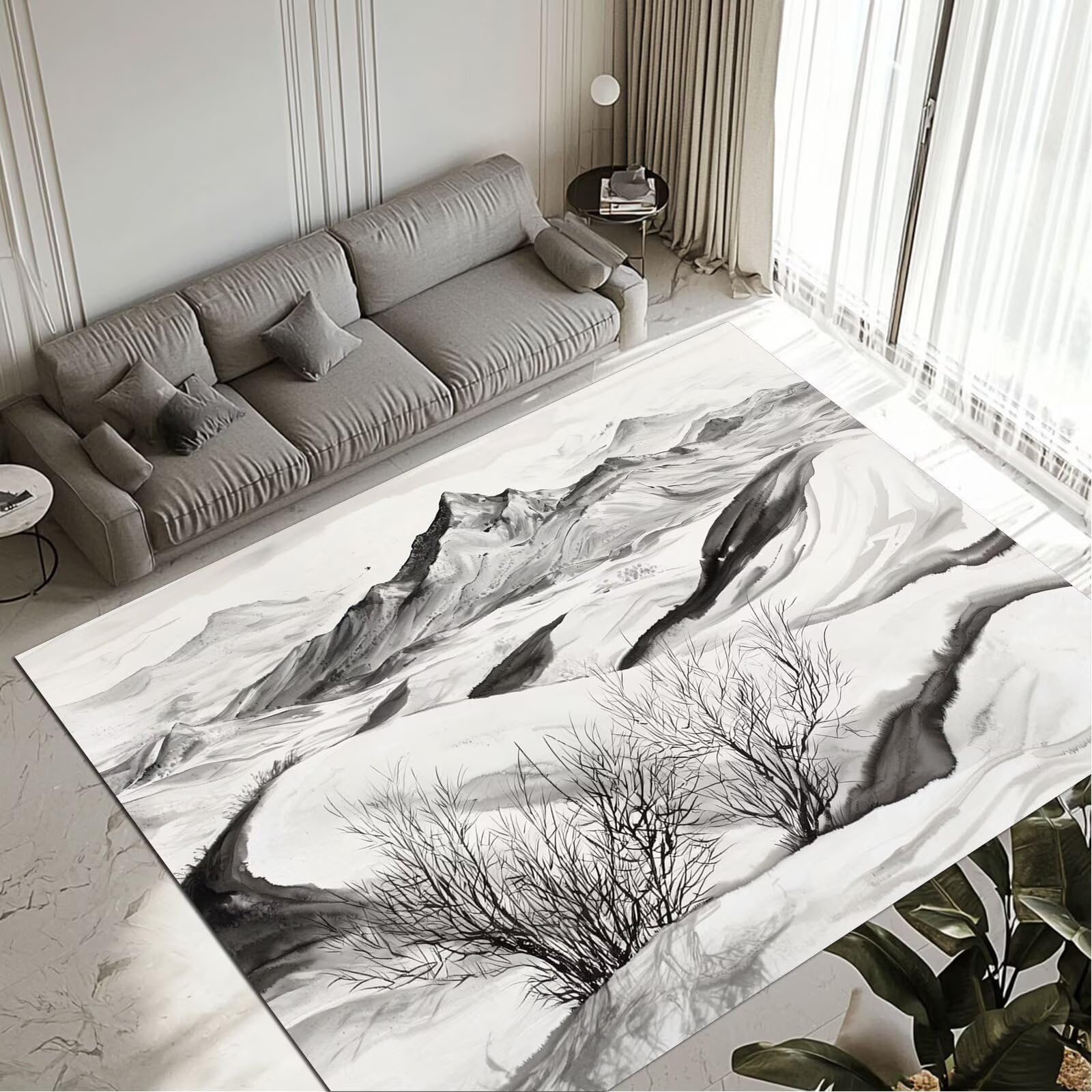 Tapis de salon Tree 120x170cm lavable et imperméable pour décoration moderne