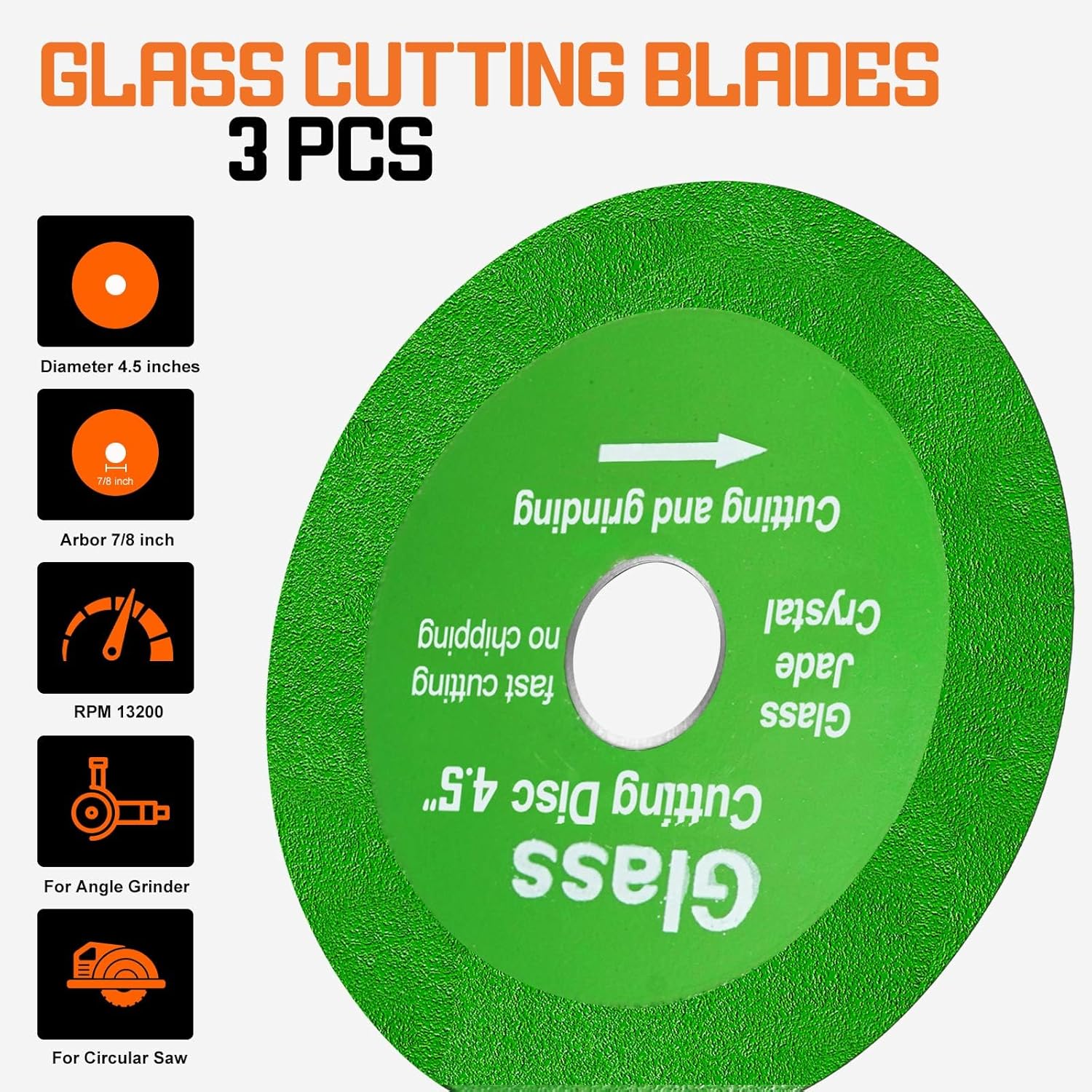 3Pcs Diamond Saw Blade 4.5 Inch, Angle Grinder Disc for Cutting Porcelain Ceramic Glass Tile Marble Cutting Tools