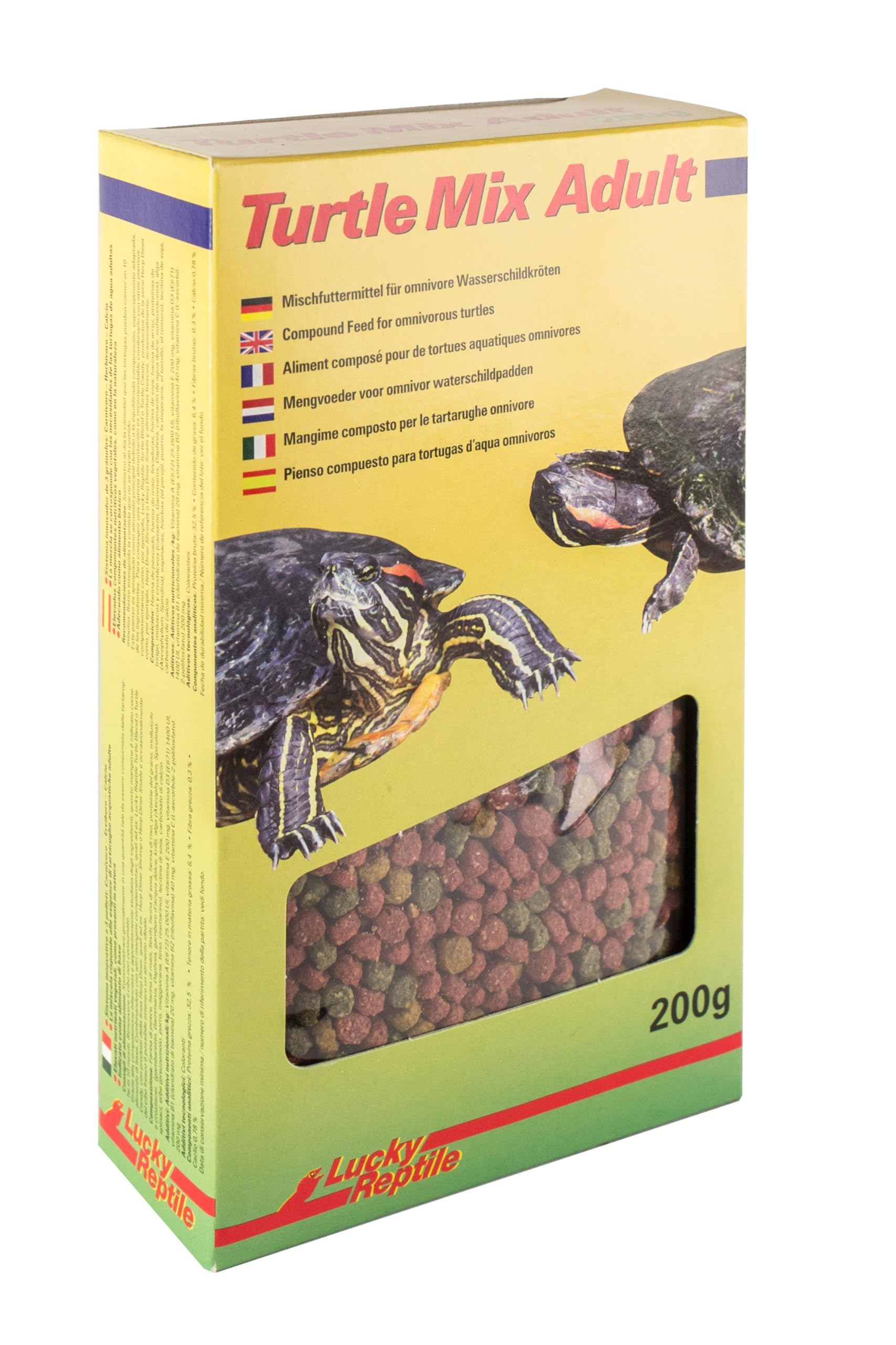 Lucky Reptile Turtle Mix Adult Nourriture pour Tortues Aquatiques avec protéines importantes et Fibres Alimentaires 200 g – Nourriture pour Tortues d'eau avec système à 3 granulés