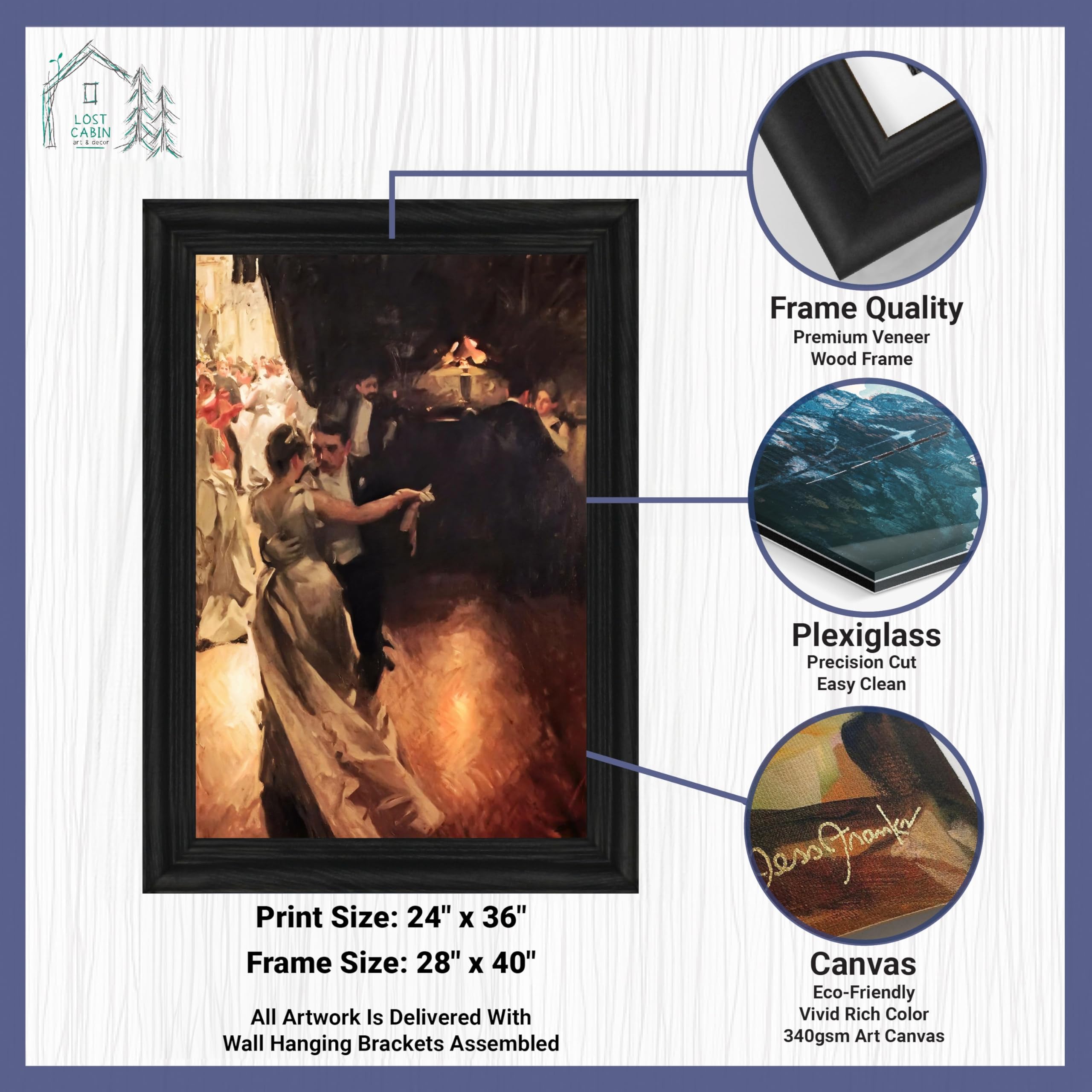 Amazon.com: Lost Cabin Waltz by Anders Zorn | Canvas Black Bevel