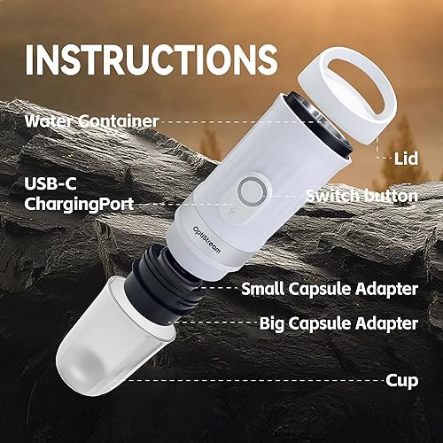 Miniatura 3 de Cafetera eléctrica portátil de café expreso, cafetera de viaje para campamento, cafetera de auto con calentamiento automático con USB-C, con café