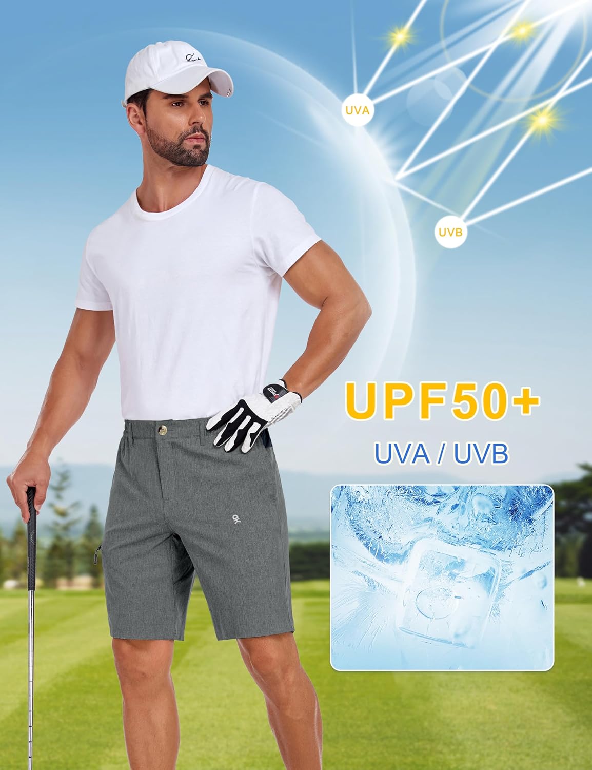 Little Donkey Andy Men's Golf Shorts Quick Dry Lightweight Breathable Casual Short with Elastic Waist 3 Pockets for Hiking - Image 3