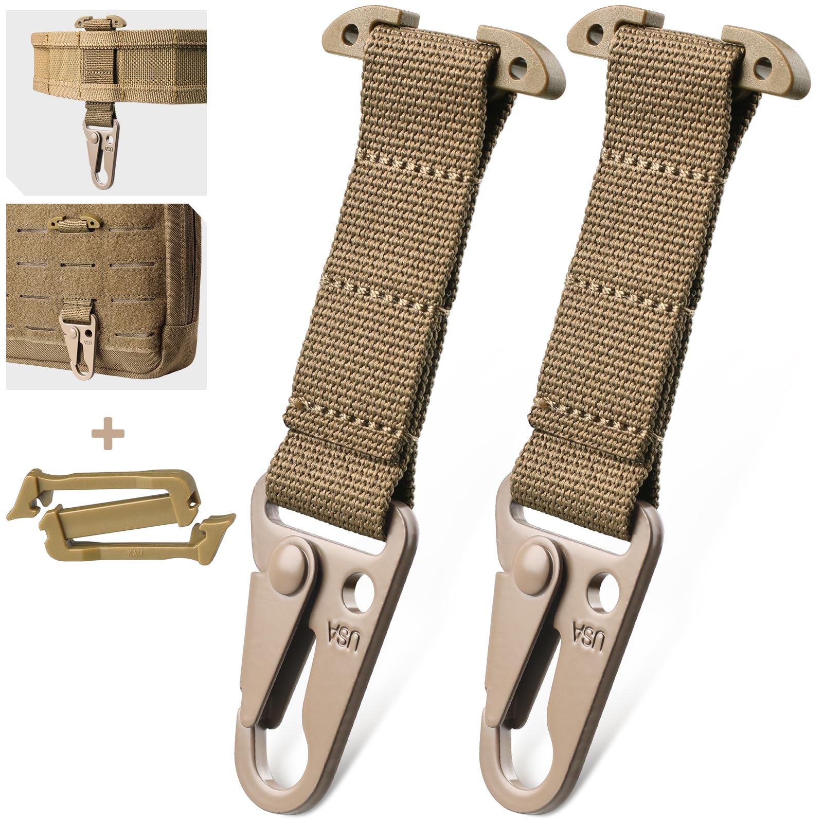 LIVANS Molle Belt Clip Key Holder Tactical Battle Belt Plate Carrier Vest Attachment Clip for Hanging Keys or Gloves, Universal Fit Molle Accessories