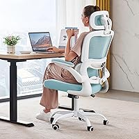 Vista 13 de TRALT Silla de oficina ergonómica, silla de escritorio ergonómica de 330 libras, sillas de escritorio de oficina de malla para el hogar con ruedas