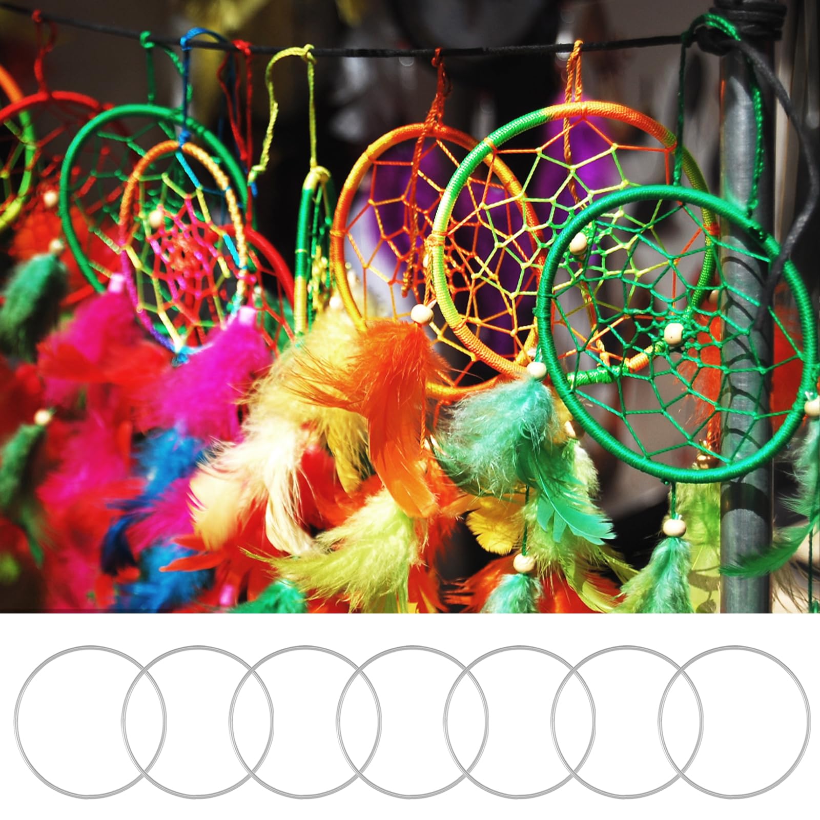 6 Anelli In Metallo Per Acchiappasogni Fai Da Te - Argento, Diametro 15cm Per Decorazioni