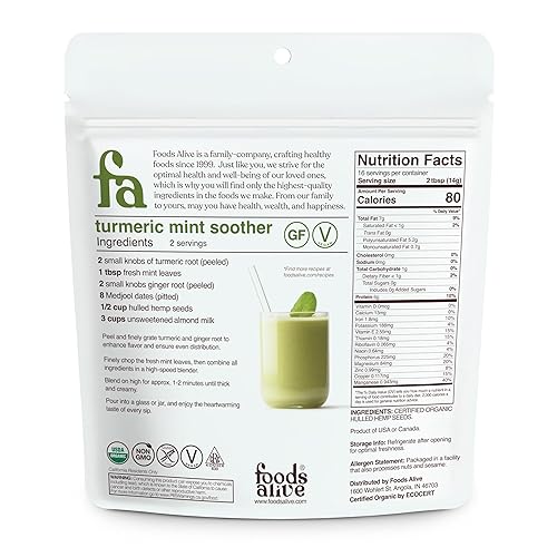 Miniatura 2 de Foods Alive  Semillas de cáñamo orgánico descascarilladas  8 oz