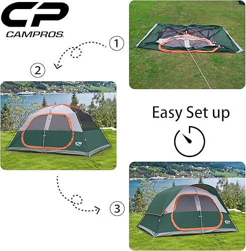 Miniatura 9 de CAMPROS CP Tent 68 Person Camping Tents, Waterproof Windproof Family Tent with Top Rainfly, Large Mesh Windows, Double Layer, Easy Set Up, Portable