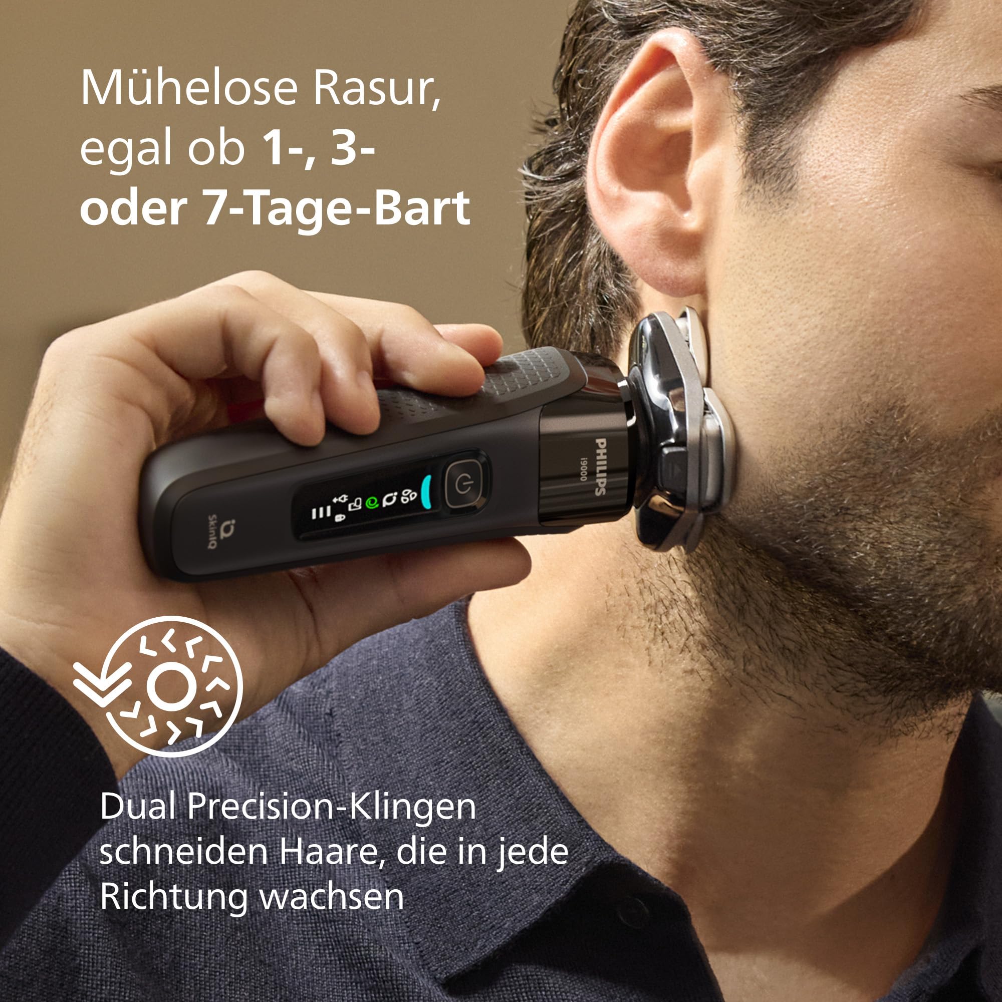 Philips Rasierer i9000, Elektrischer Nass-und Trockenrasierer für Herren mit integriertem Trimmer, schwarz, Ladestation und Reiseetui (Modell X9000/10)