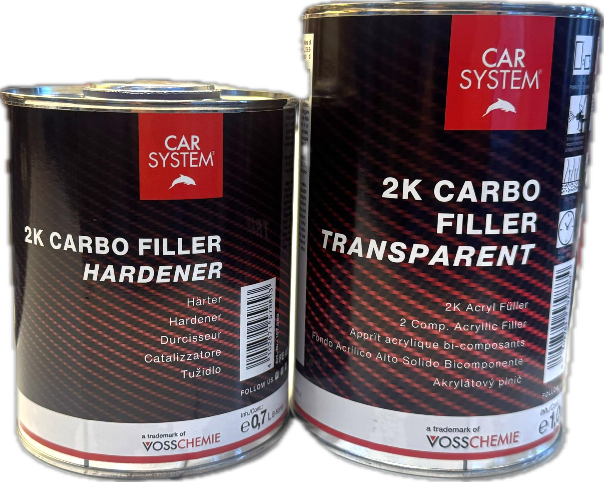 2K Carbo Filler Set Transparent 1 Liter + 0,7 Liter Härter