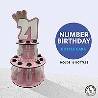 Vista 21 de Lumber Reveal USA Mini Liquor Bottle Cake Display Shelf for 21st Birthday or Other Ages Hand Assembled and Laser Cut Happy Birthday and 21 Mini