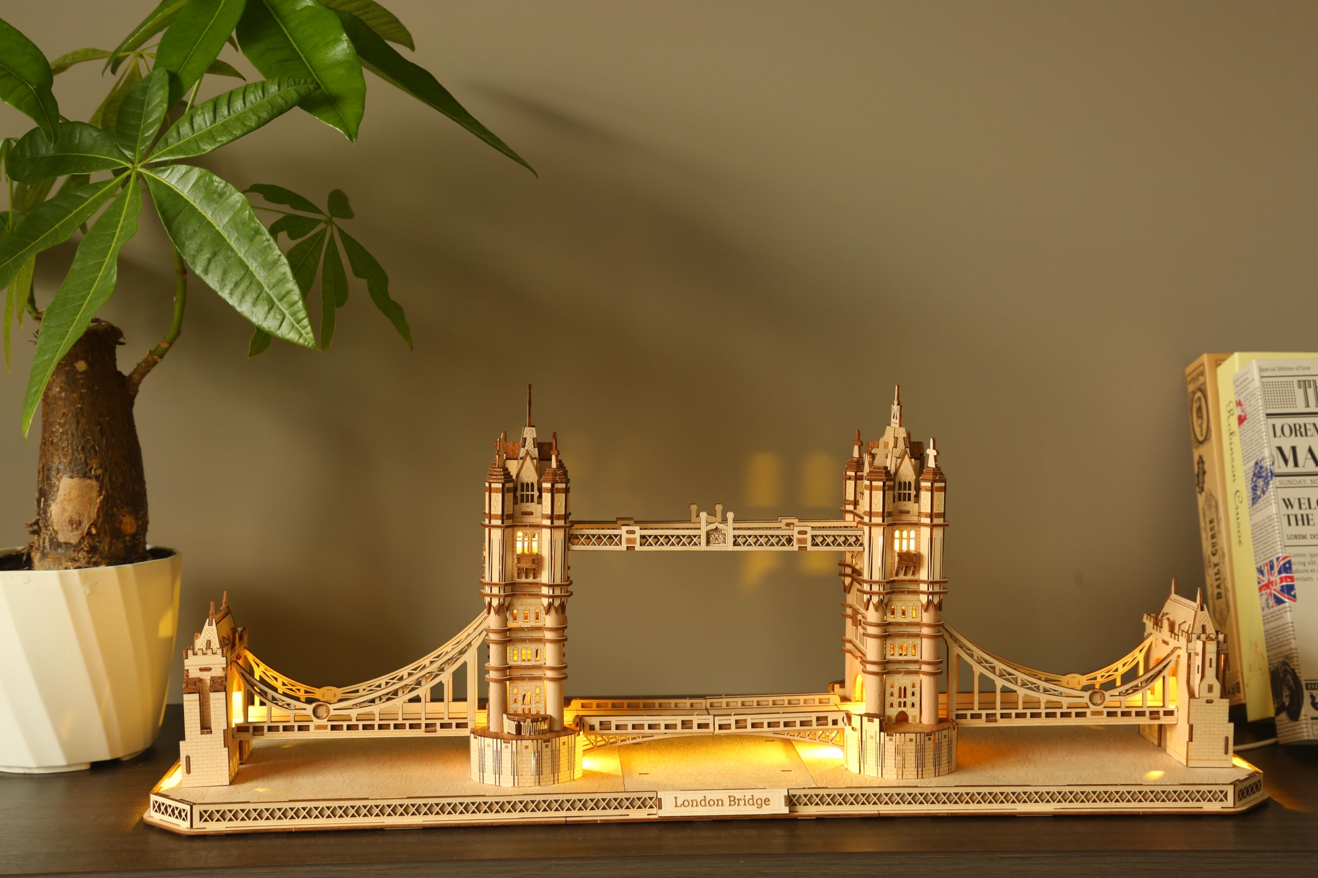 Drewniane puzzle 3D dla dorosłych, London Tower Bridge, architektura drewniana, zestaw modelarski, brytyjskie pamiątki, mechaniczne drewno, zabawka DIY, dekoracja domu, Boże Narodzenie i
