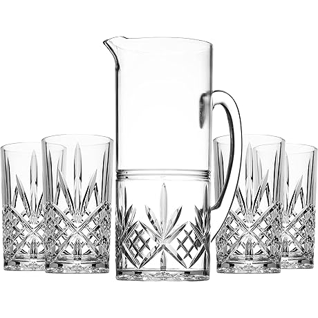 Godinger Pitcher with Glasses - Shatterproof Dublin-Style Pitcher and Drinking Set
