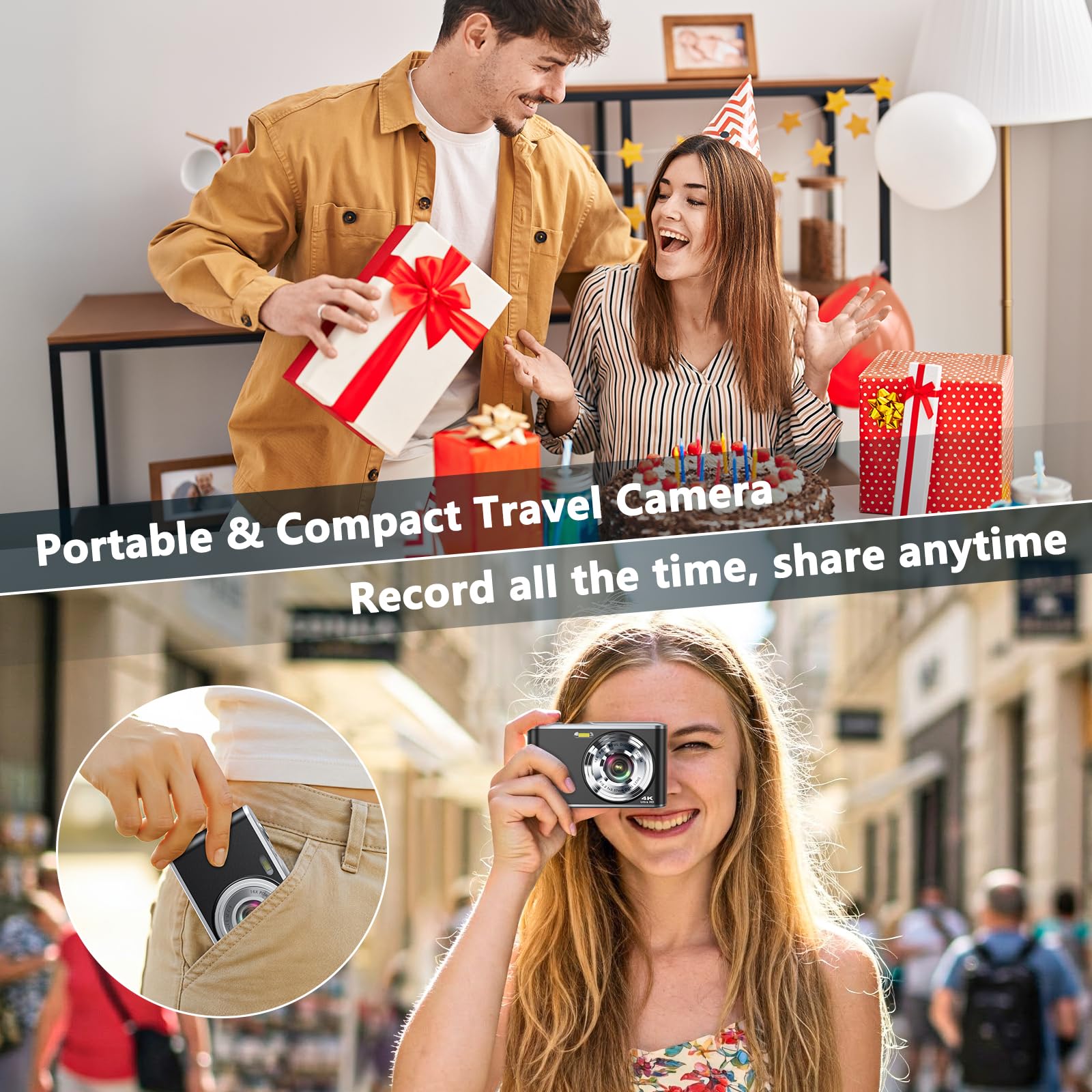 Fotocamera digitale 4k 64MP autofocus videocamera con doppio obiettivo