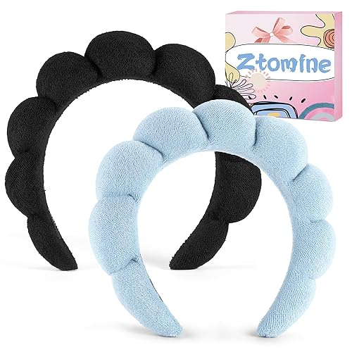 Miniatura 7 de Juego de 2 diademas de tela de rizo para lavar la cara o la cara, diademas de maquillaje hinchadas para cuidado de la piel, máscara, peluquería, uso