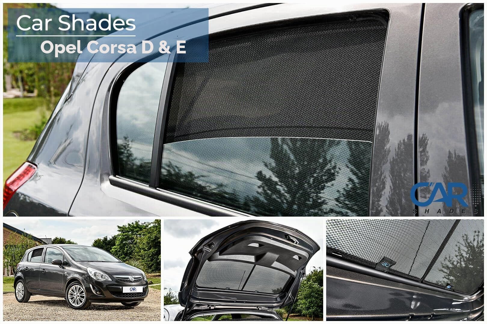 Satz Car Shades kompatibel mit Opel Corsa D 5 türer 2006-2014 & Corsa E 5 türer 2014- exkl. Facelift (4-teilig)
